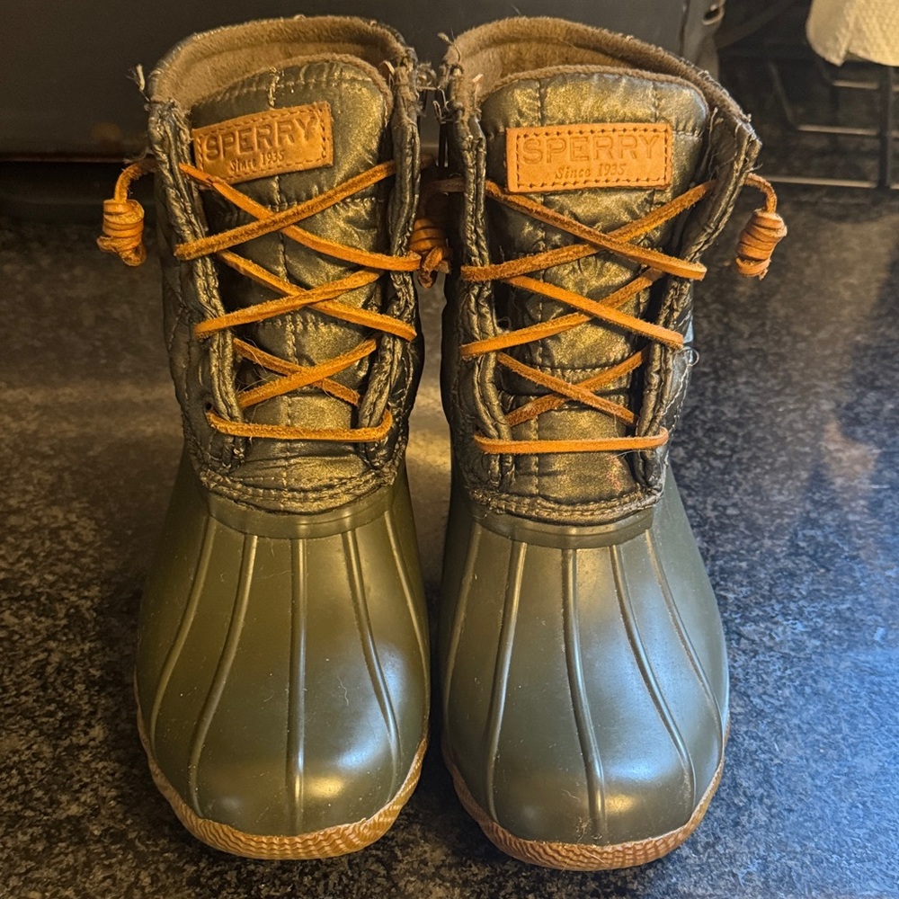 Women’s sperry Olive Green Duck Boots